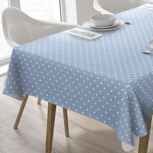 Wachstuch Tischdecke Abwaschbar Eckig 140 x 180 cm Blau grau von Home Direct