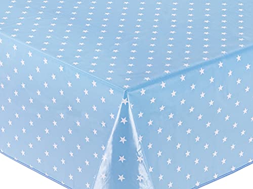 Wachstuch Tischdecke Abwaschbar Eckig 140 x 240 cm Blau Grau von Home Direct