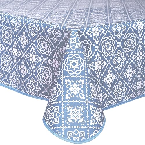 Wachstuch Tischdecke Wachstuchtischdecke Abwaschbar Abwischbare Rechteckig Eckig 140 x 180 cm Blau grau von Home Direct