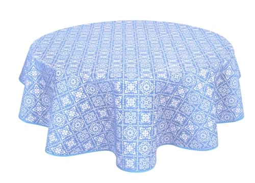 Wachstuch Tischdecke Wachstuchtischdecke Abwaschbar Abwischbare Rund Runde 140cm Blau grau von Home Direct