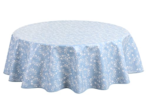 Wachstuch Tischdecke Wachstuchtischdecke Abwaschbar Rund 155cm Blau Grau von Home Direct