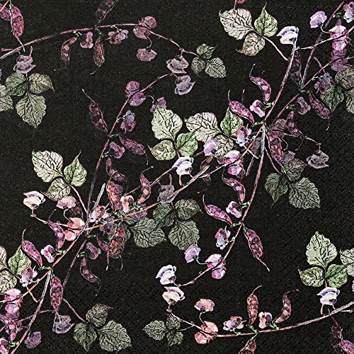 20 Servietten Blätterzweige auf schwarz | Blätter | Natur | zeitlos | elegant | Tischdeko | Decoupage | Serviettentechnik 33x33cm von Home Fashion