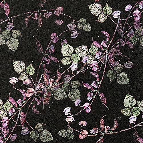 20 Servietten Blätterzweige auf schwarz | Blätter | Natur | zeitlos | elegant | Tischdeko | Decoupage | Serviettentechnik 33x33cm von Home Fashion