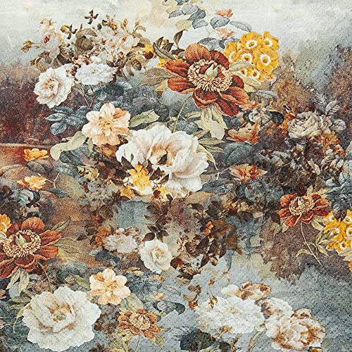20 Servietten Blumen als Gem?lde | Vintage | alt | Herbst | Kunst | basteln | Tischdeko | Decoupage | Serviettentechnik 33x33cm von Home Fashion