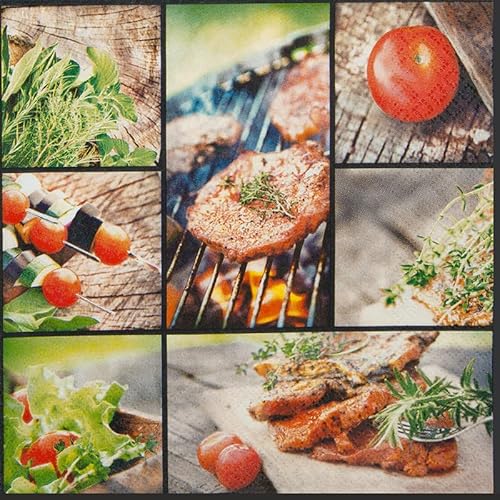 20 Servietten Collage vom Grill | Barbecue | Essen | grillen | Sommer | Tischdeko | Decoupage | Serviettentechnik 33x33cm von Home Fashion