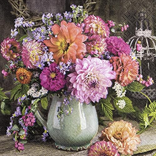 20 Servietten Dahlien in Blumenvase | Blumen | Sommer | Herbst | basteln | neutral | zeitlos | Tischdeko | Decoupage | Serviettentechnik 33x33cm 20 Servietten Dahlien in Blumenvase | Blumen | Sommer | Herbst | basteln | neutral | zeitlos | Tischdeko | Decoupage | Serviettentechnik 33x33cm von Home Fashion