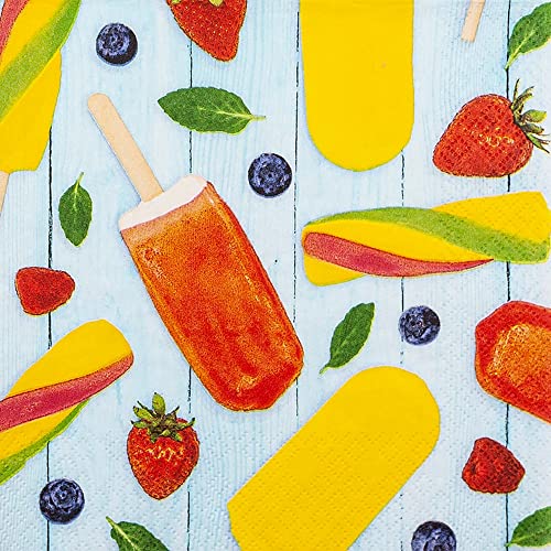 20 Servietten Leckeres Eis am Stiel | Fr?chte | Sommer | Tischdeko | Decoupage | Serviettentechnik 33x33cm 20 Servietten Leckeres Eis am Stiel | Fr?chte | Sommer | Tischdeko | Decoupage | Serviettentechnik 33x33cm von Home Fashion