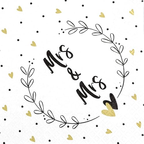 20 Servietten Mrs & Mrs im Kranz | Frau & Frau | Hochzeit | Heirat | Liebe | schwarz-weiß | Tischdeko | Decoupage | Serviettentechnik 33x33cm 20 Servietten Mrs & Mrs im Kranz | Frau & Frau | Hochzeit | Heirat | Liebe | schwarz-weiß | Tischdeko | Decoupage | Serviettentechnik 33x33cm von Home Fashion