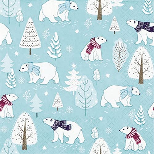 20 Servietten Süße Polarb?ren | Winter | Weihnachten | Tischdeko | Decoupage | Serviettentechnik 33x33cm von Home Fashion