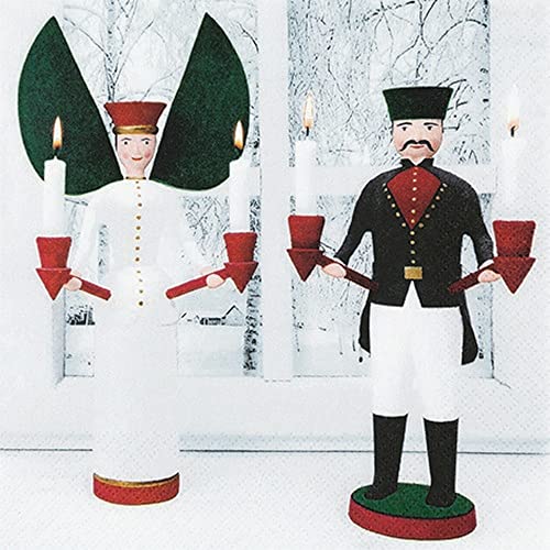 20 Servietten Traditionelle Holzfiguren | Engel | Bergmann | Erzgebirge | Holz | Winter | Weihnachten | Tischdeko | Decoupage | Serviettentechnik 33x33cm von Home Fashion