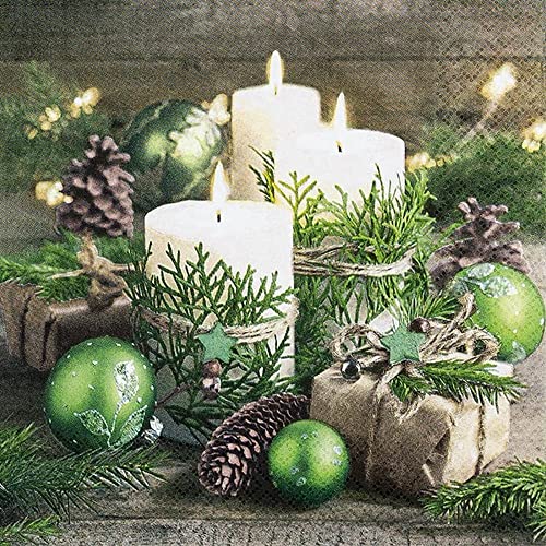20 kleine Cocktail-Servietten Kerzen und Weihnachtsdekoration | Weihnachten | Winter | Tischdeko | Decoupage | Serviettentechnik 25x25cm von Home Fashion