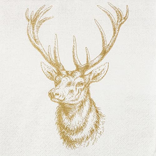 20 kleine Cocktail-Servietten Klassischer Hirschkopf gold | Hirsch | Jagd | J?ger | Weihnachten | Winter | Tischdeko | Decoupage | Serviettentechnik 25x25cm 20 kleine Cocktail-Servietten Klassischer Hirschkopf gold | Hirsch | Jagd | J?ger | Weihnachten | Winter | Tischdeko | Decoupage | Serviettentechnik 25x25cm von Home Fashion