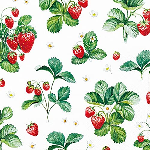 20 kleine Cocktail-Servietten Muster an Erdbeeren | Sommer | Garten | Essen | Tischdeko | Decoupage | Serviettentechnik 25x25cm 20 kleine Cocktail-Servietten Muster an Erdbeeren | Sommer | Garten | Essen | Tischdeko | Decoupage | Serviettentechnik 25x25cm von Home Fashion