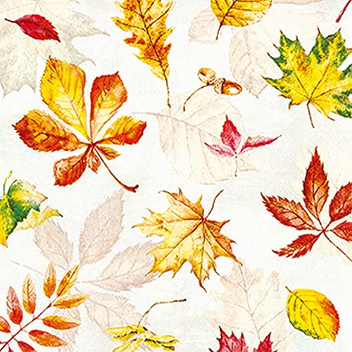 20 kleine Cocktail-Servietten Verstreute Herbstblätter | Blätter | Herbst | Tischdeko | Decoupage | Serviettentechnik 25x25cm von Home Fashion