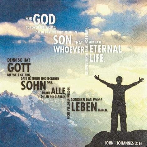 Servietten Kommunion 20 Johannes 3:16 33 x 33 cm Lunch Servietten Napkins Tissues 3-Lagig, Kommunions Party Essen Anlass von Home Fashion