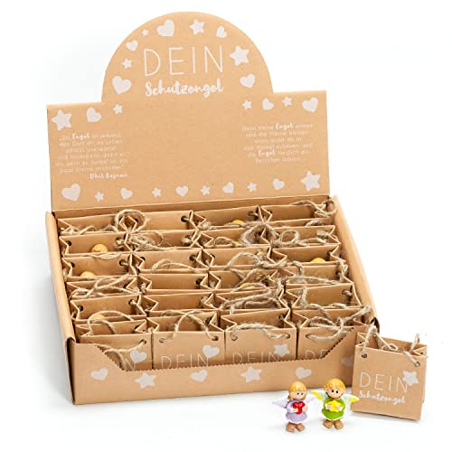 Home-Flair 24 x kleine Schutzengel in Tüte I Gastgeschenk I Glücksbringer I Geschenke für Gäste (Violett/Grün) von Home-Flair