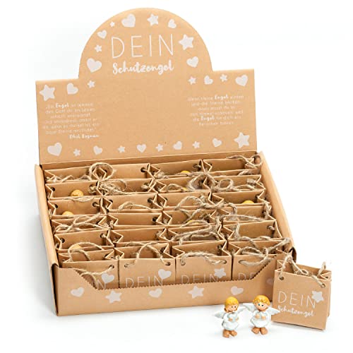Home-Flair 24 x kleine Schutzengel in Tüte I Gastgeschenk I Glücksbringer I Geschenke für Gäste (Weiß/Grau) von Home-Flair