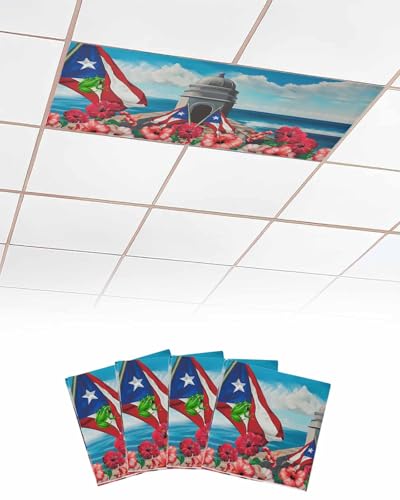 4. Juli fluoreszierende Lichterabdeckungen für Deckenleuchten, Puerto Rico-Flagge, magnetische Lichtfilter, 4 Stück, 1,2 x 0,6 m, Froschstern-Deckenleuchte, rote florale Deckenleuchte, Abdeckung für 4. Juli fluoreszierende Lichterabdeckungen für Deckenleuchten, Puerto Rico-Flagge, magnetische Lichtfilter, 4 Stück, 1,2 x 0,6 m, Froschstern-Deckenleuchte, rote florale Deckenleuchte, Abdeckung für von Home L6