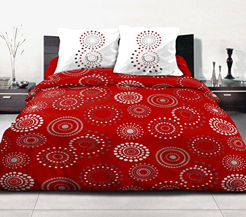 Home Passion Bettwäsche 3 teilig Feuerwerk Red 100% 57 Fäden, Baumwolle, Mehrfarbig, 220 x 240 x 0,1 cm von Home Linge Passion