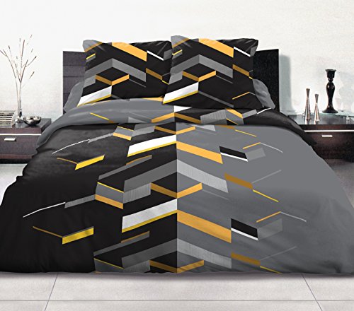 Home Passion Bettwäsche 3 teilig Marco Yellow 100% 57 Fäden, Baumwolle, Mehrfarbig, 240 x 260 x 0,1 cm von Home Linge Passion