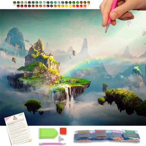 Home Melody Diamond Painting Erwachsene und Kinder - 30x40 cm, Regenbogen in den Bergen, 5D Diamond Painting Set Landschaft, Diamant Painting Runde Diamanten, DIY Set Deko Dekoration Geschenk von Home Melody