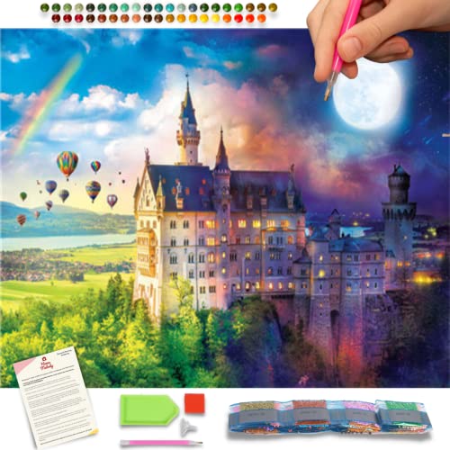 Home Melody Diamond Painting Erwachsene und Kinder - 30x40 cm, Schloss, 5D Diamond Painting Set Landschaft, Diamant Painting Runde Diamanten, DIY Set Deko Dekoration Geschenk von Home Melody