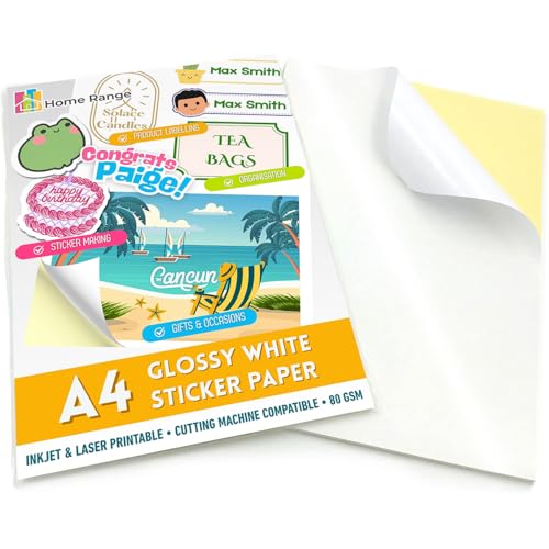 50 Blatt glänzendes weißes bedruckbares Aufkleberpapier A4 | Inkjet & Laser | Erstellen und Drucken Sie Ihre eigenen Aufkleber, Produktetiketten, Klebepapier für Cricut 50 Blatt glänzendes weißes bedruckbares Aufkleberpapier A4 | Inkjet & Laser | Erstellen und Drucken Sie Ihre eigenen Aufkleber, Produktetiketten, Klebepapier für Cricut von Home Range