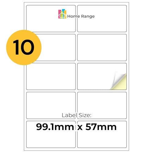 Home Range 1000 Aufkleber Adressetiketten (2x5 | 10 pro Bogen | 100 Blatt) | matt weiß selbstklebende Etiketten zum Abheften, Organisieren, Rücksendeadresse, Büro & Zuhause Beschriftung von Home Range