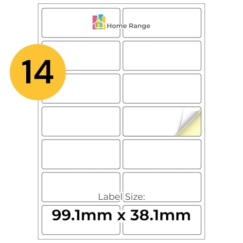 Home Range 1400 Aufkleber Adressetiketten (2x7 | 14 pro Bogen | 100 Blatt) | matt weiß selbstklebende Etiketten zum Abheften, Organisieren, Rücksendeadresse, Büro & Zuhause Beschriftung von Home Range