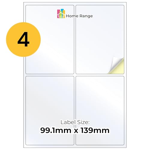 Home Range 400 Aufkleber Adressetiketten 2x2 (x100) | 4 pro Bogen | 100 Blatt glänzend weiß selbstklebende Etiketten zum Abheften, Organisieren, Rücksendeadresse, Büro & Zuhause Beschriftung von Home Range