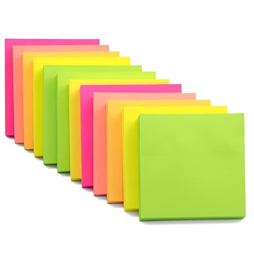Home Range Haftnotizen – Helle Haftnotizen für Büro, Zuhause und Schule – entfernbarer selbstklebender Notizblock (12 Blöcke, quadratische Notizen (76 mm x 76 mm) von Home Range