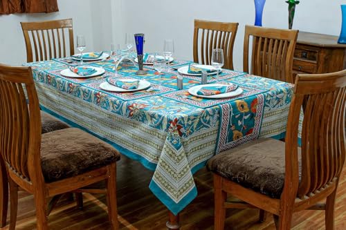 183 x 183 cm quadratische handbedruckte Baumwoll-Tischdecke, Cyangrünes Blumenmuster, waschbar, indische Tischwäsche zum Abendessen, Heimdekoration, Sommer, Frühling, Herbst, Outdoor, Thanksgiving 183 x 183 cm quadratische handbedruckte Baumwoll-Tischdecke, Cyangrünes Blumenmuster, waschbar, indische Tischwäsche zum Abendessen, Heimdekoration, Sommer, Frühling, Herbst, Outdoor, Thanksgiving von Home Spun & Crafts