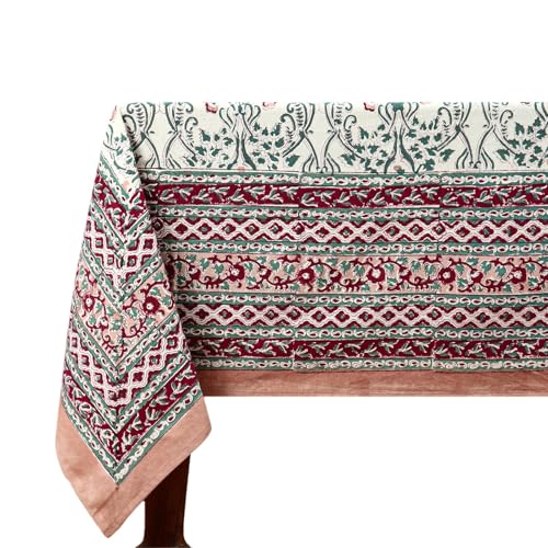 Home Spun & Crafts Rechteckige Tischdecke aus 100 % Baumwolle mit indischem Blockdruck, 183 x 296 cm, ideal für den täglichen Gebrauch und besondere Anlässe von Home Spun & Crafts