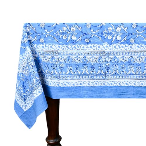 Rechteckige Tischdecke aus Baumwolle, handbedruckt, 203 x 308 cm, blau-weiße Blumen-Tischdecke, waschbar, indische Tischwäsche für Abendessen, Heimdekoration, Herbst, Outdoor, Thanksgiving Rechteckige Tischdecke aus Baumwolle, handbedruckt, 203 x 308 cm, blau-weiße Blumen-Tischdecke, waschbar, indische Tischwäsche für Abendessen, Heimdekoration, Herbst, Outdoor, Thanksgiving von Home Spun & Crafts