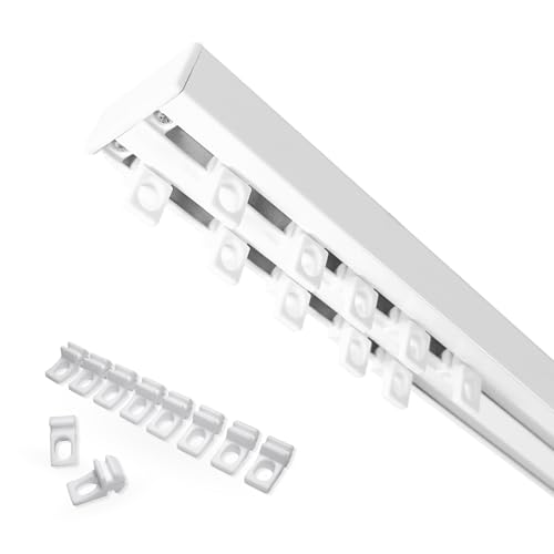 Home-Vision Gardinenschiene Vorhangschiene 2-läufig, 3-läufig oder 4-läufig (Serie X, 2-läufig, 180cm - mit Ösengleiter) Aluminium, Inkl. Befestigungsmaterial, für Schiebevorhang von Home-Vision