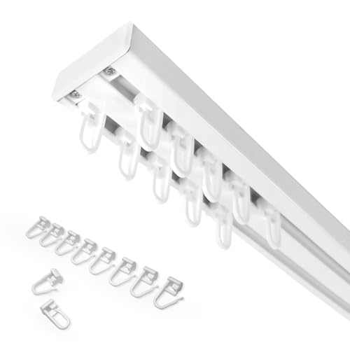 Home-Vision Gardinenschiene Vorhangschiene 2-läufig, 3-läufig oder 4-läufig (Serie X, 2-läufig, 200cm - mit Faltenlegehaken) Aluminium, Inkl. Befestigungsmaterial, für Schiebevorhang von Home-Vision