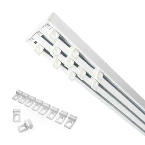 Home-Vision Gardinenschiene Vorhangschiene 2-läufig, 3-läufig oder 4-läufig (Serie X, 3-läufig, 320cm - mit Ösengleiter) Aluminium, Inkl. Befestigungsmaterial, für Schiebevorhang von Home-Vision