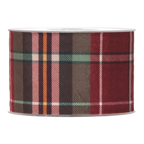 Breites Weihnachtsband 6,3 cm | Geschenkband Schleifenband | Stoffband | Dekoband | Kränzen, Schleifen, Weihnachten Dekorieren, Geschenk Verpacken (Kariert - Samt 6,3 cm x 10 Meter) von Home of Christmas