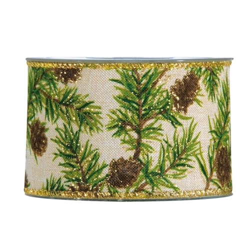 Breites Weihnachtsband 6,3 cm | Geschenkband Schleifenband | Stoffband | Dekoband | Kränzen, Schleifen, Weihnachten Dekorieren, Geschenk Verpacken (Kegel 6,3 cm x 10 Meter) von Home of Christmas