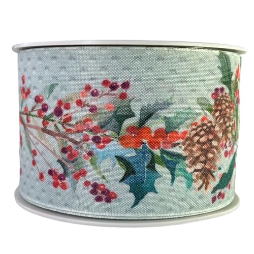 Breites Weihnachtsband 6,3 cm | Geschenkband Schleifenband | Stoffband | Dekoband | Kränzen, Schleifen, Weihnachten Dekorieren, Geschenk Verpacken (Kegel 6,3 cm x 15 Meter) von Home of Christmas