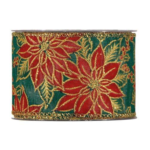 Breites Weihnachtsband 6,3 cm | Geschenkband Schleifenband | Stoffband | Dekoband | Kränzen, Schleifen, Weihnachten Dekorieren, Geschenk Verpacken (Roter Weihnachtsstern 6,3 cm x 10 Meter) von Home of Christmas
