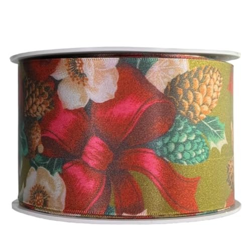 Breites Weihnachtsband 6,3 cm | Geschenkband Schleifenband | Stoffband | Dekoband | Kränzen, Schleifen, Weihnachten Dekorieren, Geschenk Verpacken (Satinband Weihnachten 6,3 cm x 15 Meter) von Home of Christmas