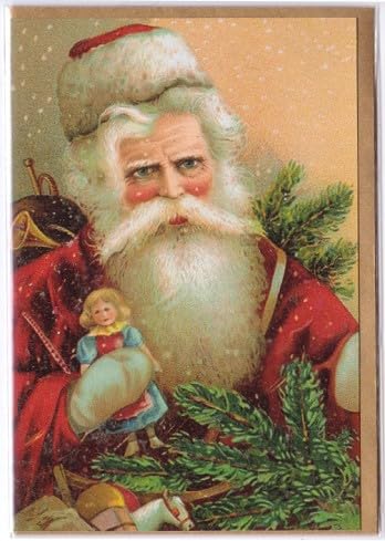 Home of Christmas Vintage Weihnachten Postkarte | Weihnachtspostkarte | Weihnachtskarte | Weihnachtsgrußkarte | Grußkarte (Klappkarte Weihnachtsmann 11,5 cm x 17 cm) von Home of Christmas