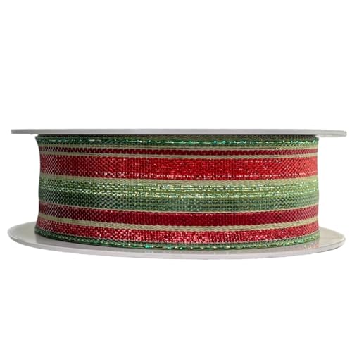 Weihnachtsband 2,5 cm | Geschenkband Schleifenband | Stoffband | Dekoband | Kränzen, Schleifen, Weihnachten Dekorieren, Geschenk Verpacken (Rot Grün 2,5 cm x 15 Meter) von Home of Christmas