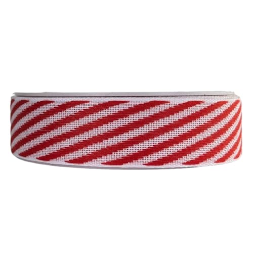 Weihnachtsband 2,5 cm | Geschenkband Schleifenband | Stoffband | Dekoband | Kränzen, Schleifen, Weihnachten Dekorieren, Geschenk Verpacken (Rot Weiß 2,5 cm x 15 Meter) von Home of Christmas