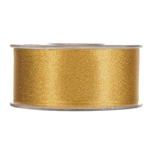 Weihnachtsband 4 cm | Geschenkband Schleifenband | Stoffband | Dekoband | Kränzen, Schleifen, Weihnachten Dekorieren, Geschenk Verpacken (Glitzer-Satin gold 4 cm x 25 Meter) von Home of Christmas