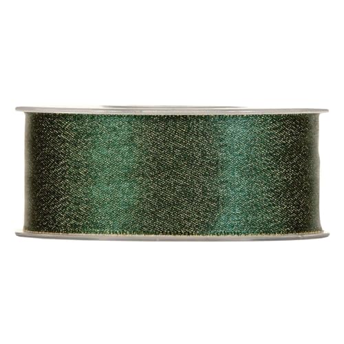 Weihnachtsband 4 cm | Geschenkband Schleifenband | Stoffband | Dekoband | Kränzen, Schleifen, Weihnachten Dekorieren, Geschenk Verpacken (Glitzer-Satin grün 4 cm x 25 Meter) von Home of Christmas