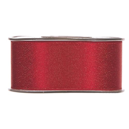 Weihnachtsband 4 cm | Geschenkband Schleifenband | Stoffband | Dekoband | Kränzen, Schleifen, Weihnachten Dekorieren, Geschenk Verpacken (Glitzer-Satin rot 4 cm x 25 Meter) von Home of Christmas