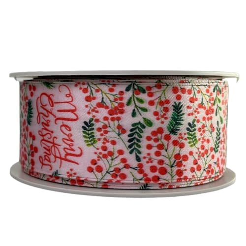 Weihnachtsband 4 cm | Geschenkband Schleifenband | Stoffband | Dekoband | Kränzen, Schleifen, Weihnachten Dekorieren, Geschenk Verpacken (Satinband Merry Christmas 4 cm x 15 Meter) von Home of Christmas