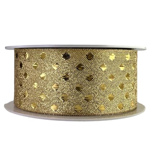 Weihnachtsband 4 cm | Geschenkband Schleifenband | Stoffband | Dekoband | Kränzen, Schleifen, Weihnachten Dekorieren, Geschenk Verpacken (Tupfen 4 cm x 15 Meter) von Home of Christmas